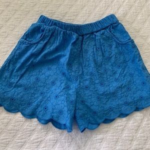 Mini Boden girls blue eyelet shorts